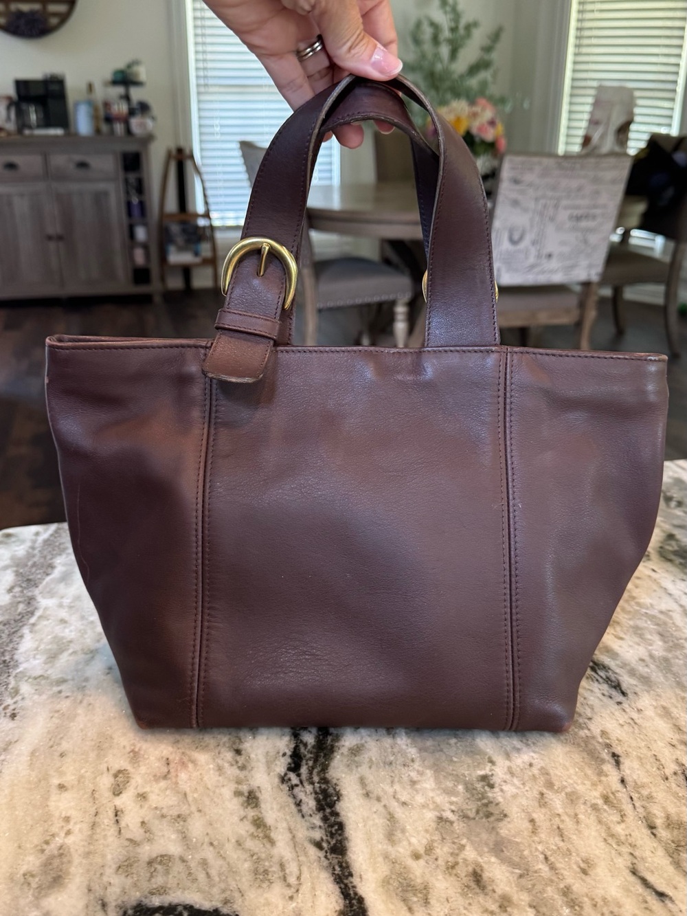Coach Vintage 90’s Waverly Dark Brown Leather Tote Bag with Brass hardware - Picture 4 of 12